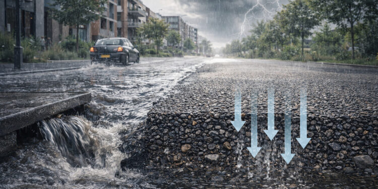 PU-ASPHALT IM HOCHWASSERSCHUTZ: WIE WASSERDURCHLÄSSIGE FLÄCHEN RISIKEN REDUZIEREN