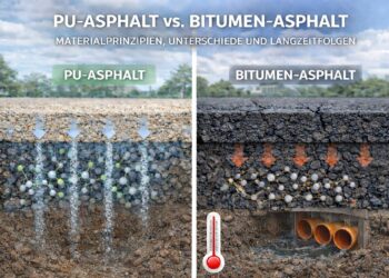 PU-ASPHALT VS. BITUMEN-ASPHALT: MATERIALPRINZIPIEN, UNTERSCHIEDE UND LANGZEITFOLGEN
