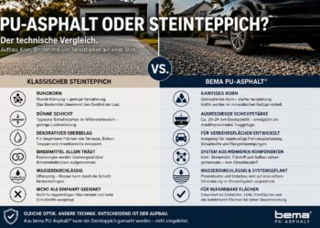 PU-ASPHALT ODER STEINTEPPICH? DER TECHNISCHE VERGLEICH VON AUFBAU, KORN, BINDEMITTEL UND BELASTBARKEIT